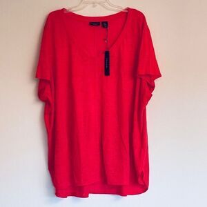NWT Gorgeous TAHARI 3X Plus Size 100% Linen Short Sleeve T Shirt